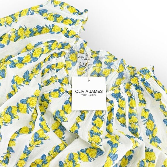 Olivia James Gia Top NWT Provence Stripe- blue and yellow on white cotton-size S - Picture 5 of 7